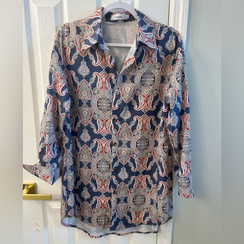 Printed shirt dress